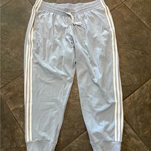 Women’s Adidas Light Blue White Stripe Athletic Pants 2XL NEW